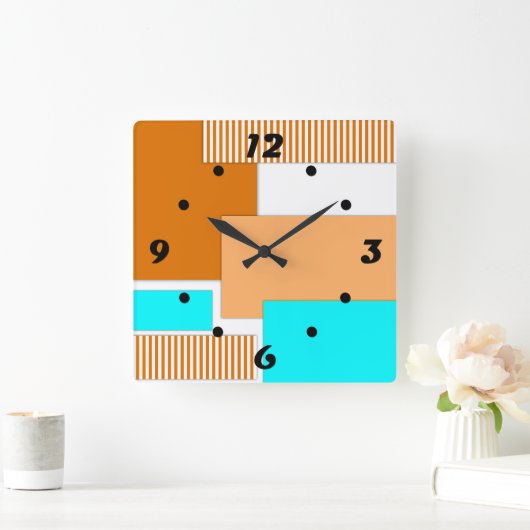 Geometrische vormen uit papier gesneden vierkante klok (Huis)