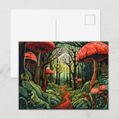 Geometrische vormen van herfstbos met paddenstoele feestdagenkaart (Voorkant / Achterkant)