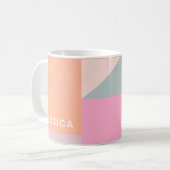 Geometrische vormen van pastelkleurblok gepersonal koffiemok (Voorkant links)