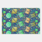 Geometrische vormen Wit Blauw Zwart Inpakpapier Vel (Voorkant 2)