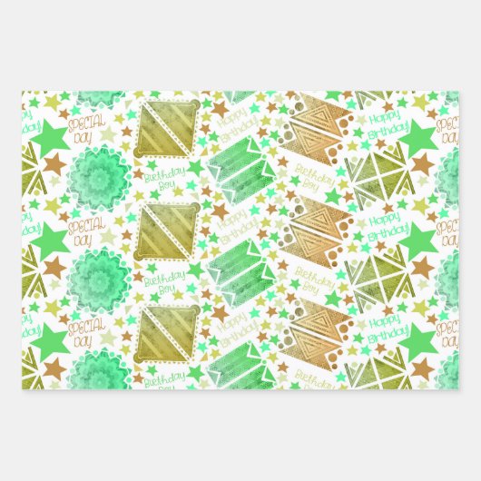 Geometrische vormen Wit Blauw Zwart Inpakpapier Vel (Voorkant)