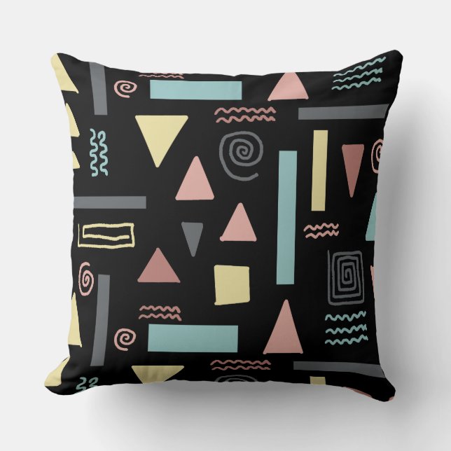 Geometrische vormen zwart patroon kussen (Voorkant)