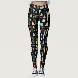 Geometrische vormen zwart patroon leggings