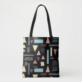 Geometrische vormen zwart patroon tote bag