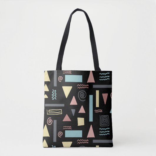 Geometrische vormen zwart patroon tote bag (Voorkant)