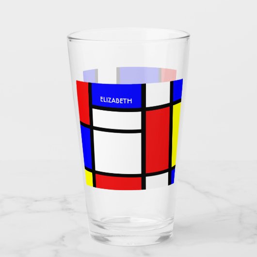 Geometrische vormgeving Mondriaan geïnspireerd doo Glas (Voorkant)