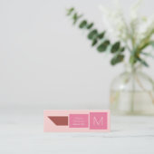 geometrische vormgeving van de lipstick, roze paar mini visitekaartje (Staand voorkant)