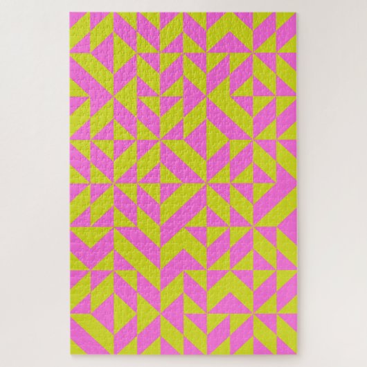 Geometrische vormgeving van hot-roze Limoen Chartr Legpuzzel (Verticaal)