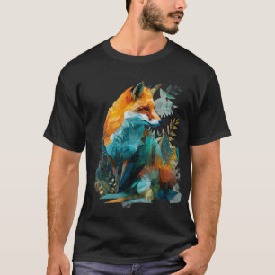 Geometrische Vos met Botanische Achtergrond T-shirt