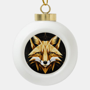 Geometrische Vosillustratie Met Gouden Tinten Keramische Bal Ornament