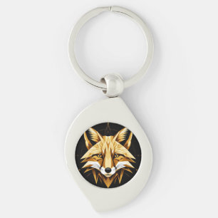 Geometrische vosillustratie met gouden tinten sleutelhanger