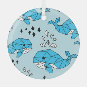 Geometrische walvis: Schattige naadloos patroon Glas Ornament