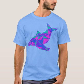 Geometrische walvis van de waterverf t-shirt
