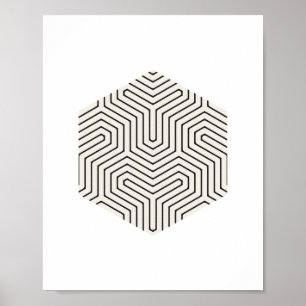Geometrische wandkunst met zwarte en grijze hark poster