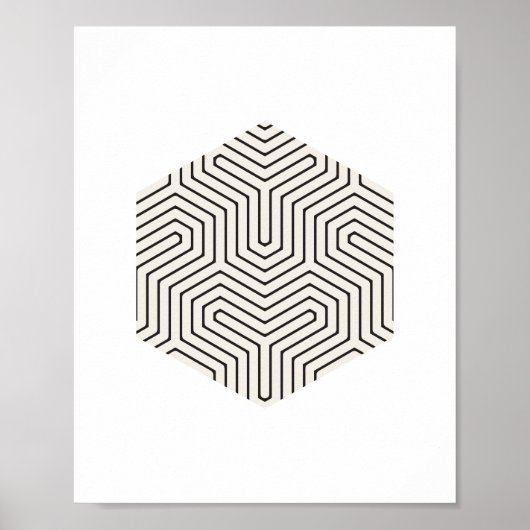 Geometrische wandkunst met zwarte en grijze hark poster (Voorkant)