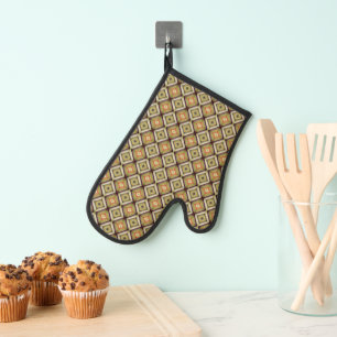Geometrische warme toon diamant patroon ovenwant