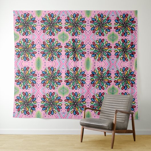 geometrische waterdruppelpatroon wandkleed (In Situ (horizontaal))