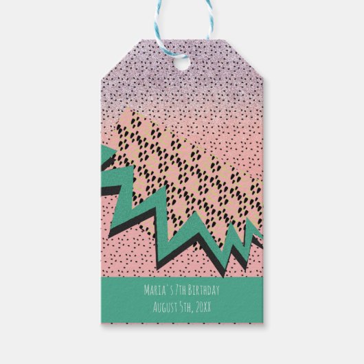 Geometrische watermeloen lichtroze verjaardag cadeaulabel (Voorkant)