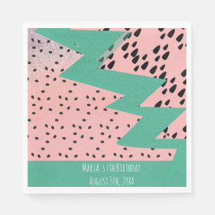 Geometrische watermeloen roze baardfeest servet