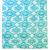 Geometrische Waterverf Afdrukpatroon Aqua Blue Douchegordijn (Voorkant)