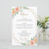 Geometrische Waterverf Bloem Diner Menu (Staand voorkant)