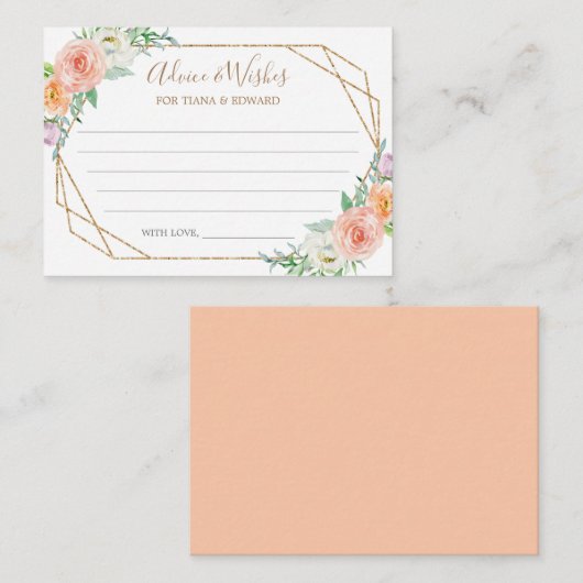 Geometrische Waterverf Bloemen Bruiloft Advies Kaa Informatiekaartje (Voorkant / Achterkant)