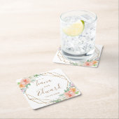 Geometrische Waterverf Bloemen Bruiloft Onderzette Kartonnen Onderzetters (Insitu)