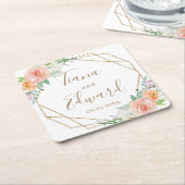 Geometrische Waterverf Bloemen Bruiloft Onderzette Kartonnen Onderzetters (Schuin)