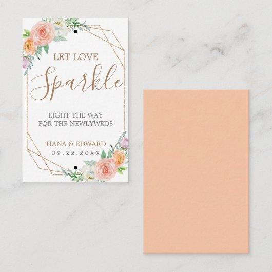 Geometrische Waterverf Bloemen Bruiloft Sparkler L Visitekaartje (Voorkant / Achterkant)
