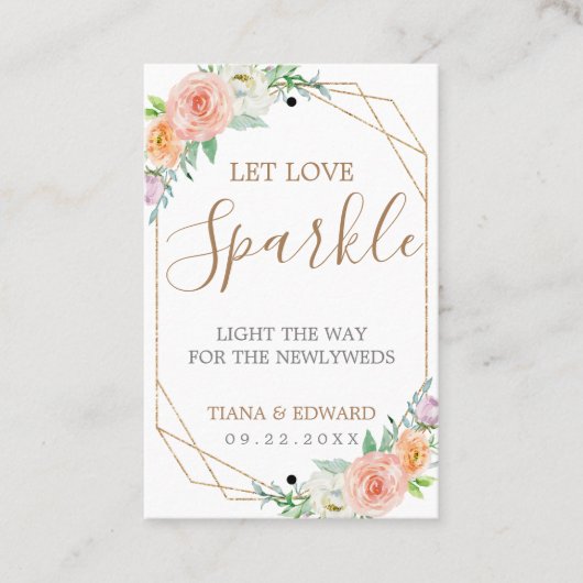 Geometrische Waterverf Bloemen Bruiloft Sparkler L Visitekaartje (Voorkant)