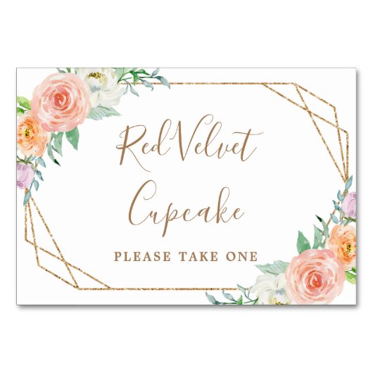 Geometrische Waterverf Bloemen Bruiloft Voedsel La Kaart (Voorkant)