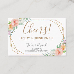 Geometrische Waterverf Bloemen Drink Ticket