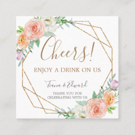 Geometrische Waterverf Bloemen Drink Ticket