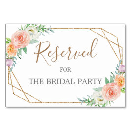 Geometrische Waterverf Bloemen Gereserveerd Tafelt Kaart