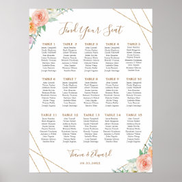 Geometrische Waterverf-bloemen Poster