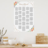 Geometrische Waterverf-bloemen Poster (Keuken)