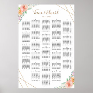 Geometrische Waterverf-bloemen Poster