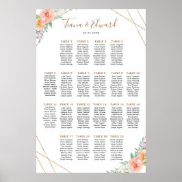 Geometrische Waterverf-bloemen Poster