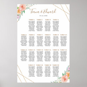 Geometrische Waterverf-bloemen Poster