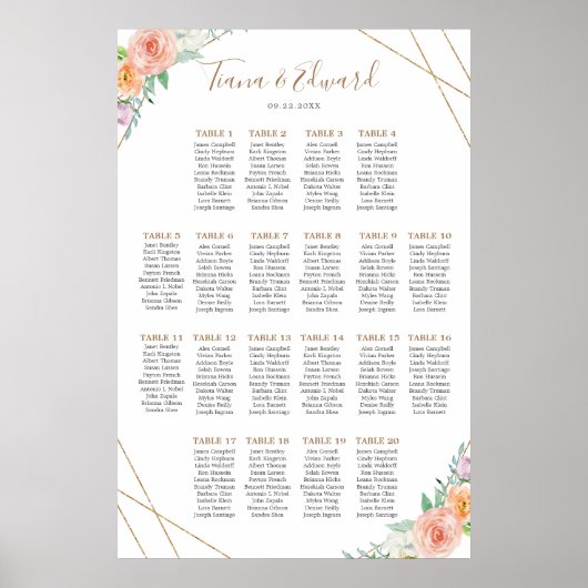 Geometrische Waterverf-bloemen Poster (Voorkant)