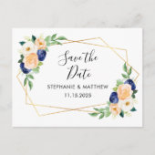 Geometrische Waterverf bloemenbruiloft Bewaar de d Aankondigingskaart (Voorkant)