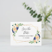 Geometrische Waterverf bloemenbruiloft Bewaar de d Aankondigingskaart (Staand voorkant)