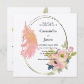 Geometrische Waterverf Bloemige Bruiloft Kaart (Voorkant / Achterkant)