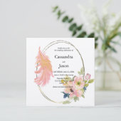 Geometrische Waterverf Bloemige Bruiloft Kaart (Staand voorkant)