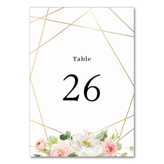 Geometrische waterverf blozen bloemenbruiloft kaart (Achterkant)