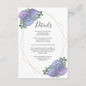 Geometrische Waterverf Blue Floral Wedding Details Informatiekaartje (Voorkant)
