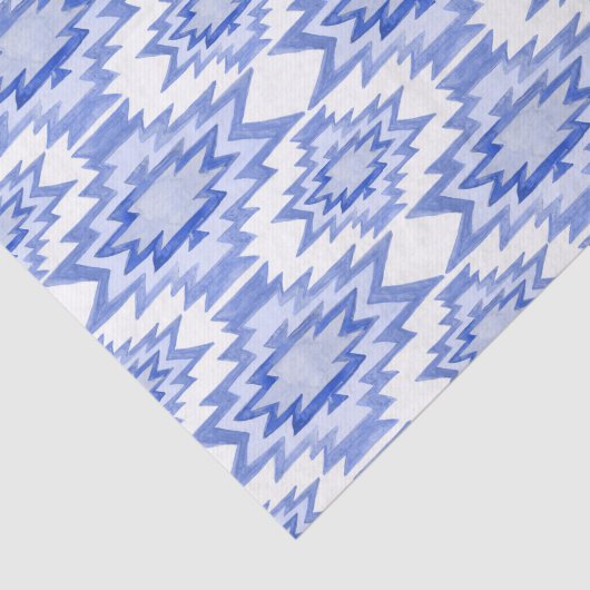 Geometrische Waterverf Boho Pattern Blue Gift Tissuepapier (Detail)