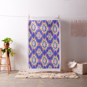 Geometrische Waterverf Boho Yellow Paars Patroon Stof