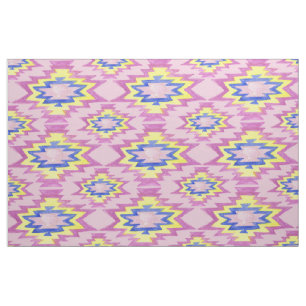 Geometrische Waterverf Boho Yellow Pink Patroon Stof
