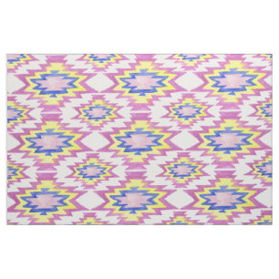 Geometrische Waterverf Boho Yellow Pink Patroon Stof